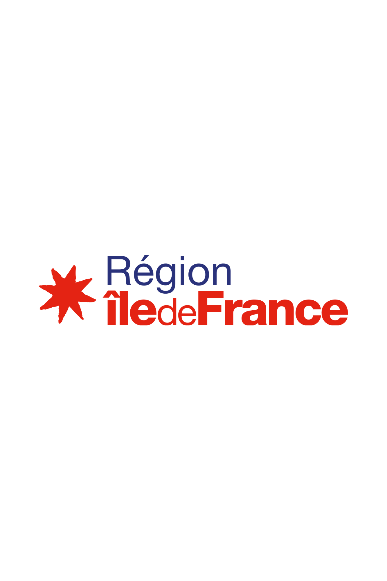 Logo de la région Ile-de-France, typographie bleue et rouge sur fond blanc