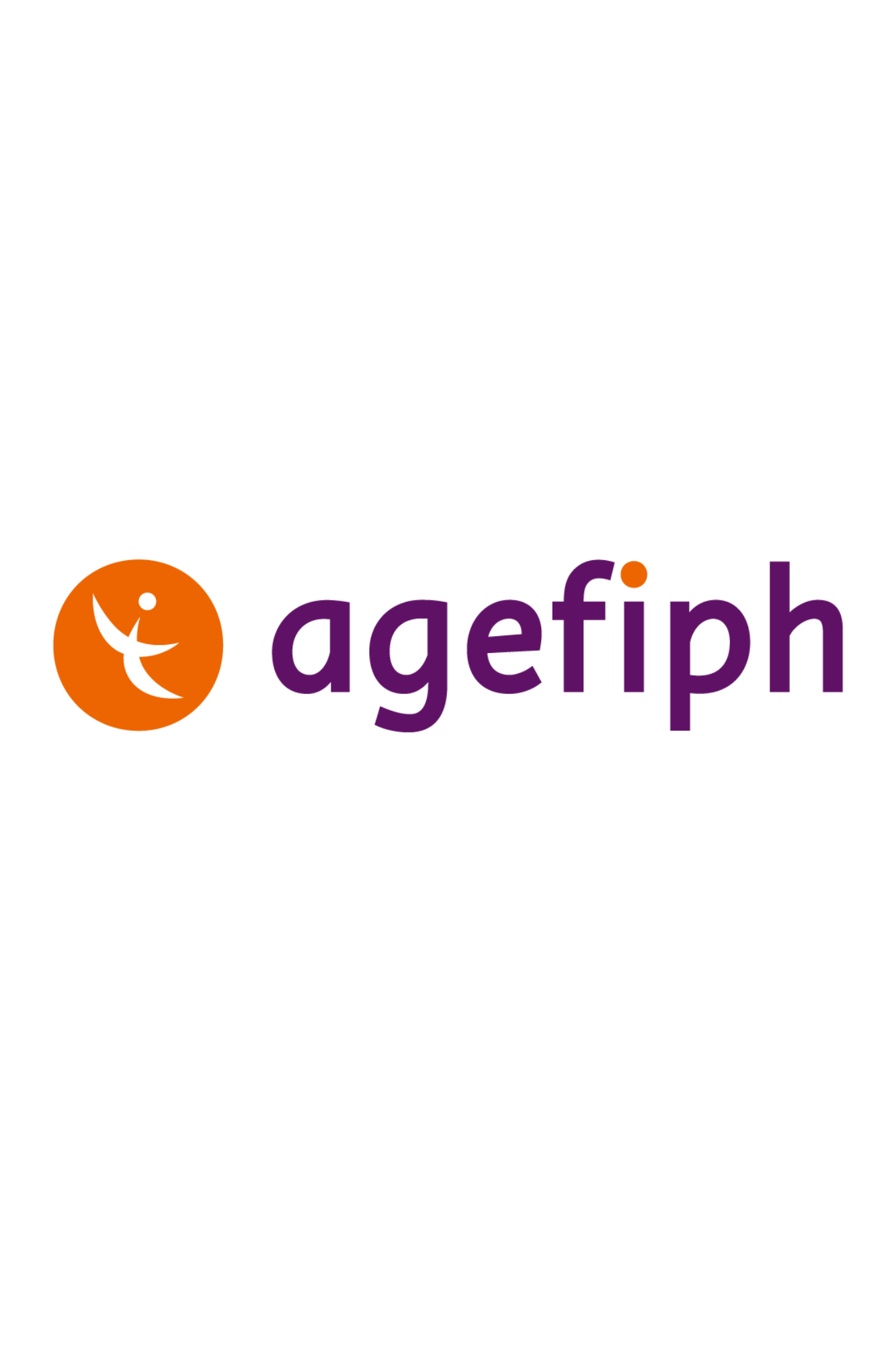 Logo AGEFIPH typographie violette et orange sur fond blanc