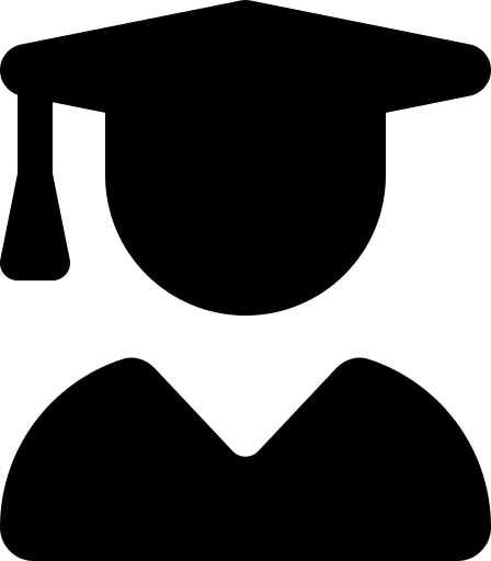 Icône d'un diplômé noire sur fond transparent